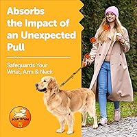 Vista 3 de Correa elástica para perro con absorción de golpes de 4 a 7 pies para Golden Retreivers con hebilla de cinturón de seguridad y mango acolchado