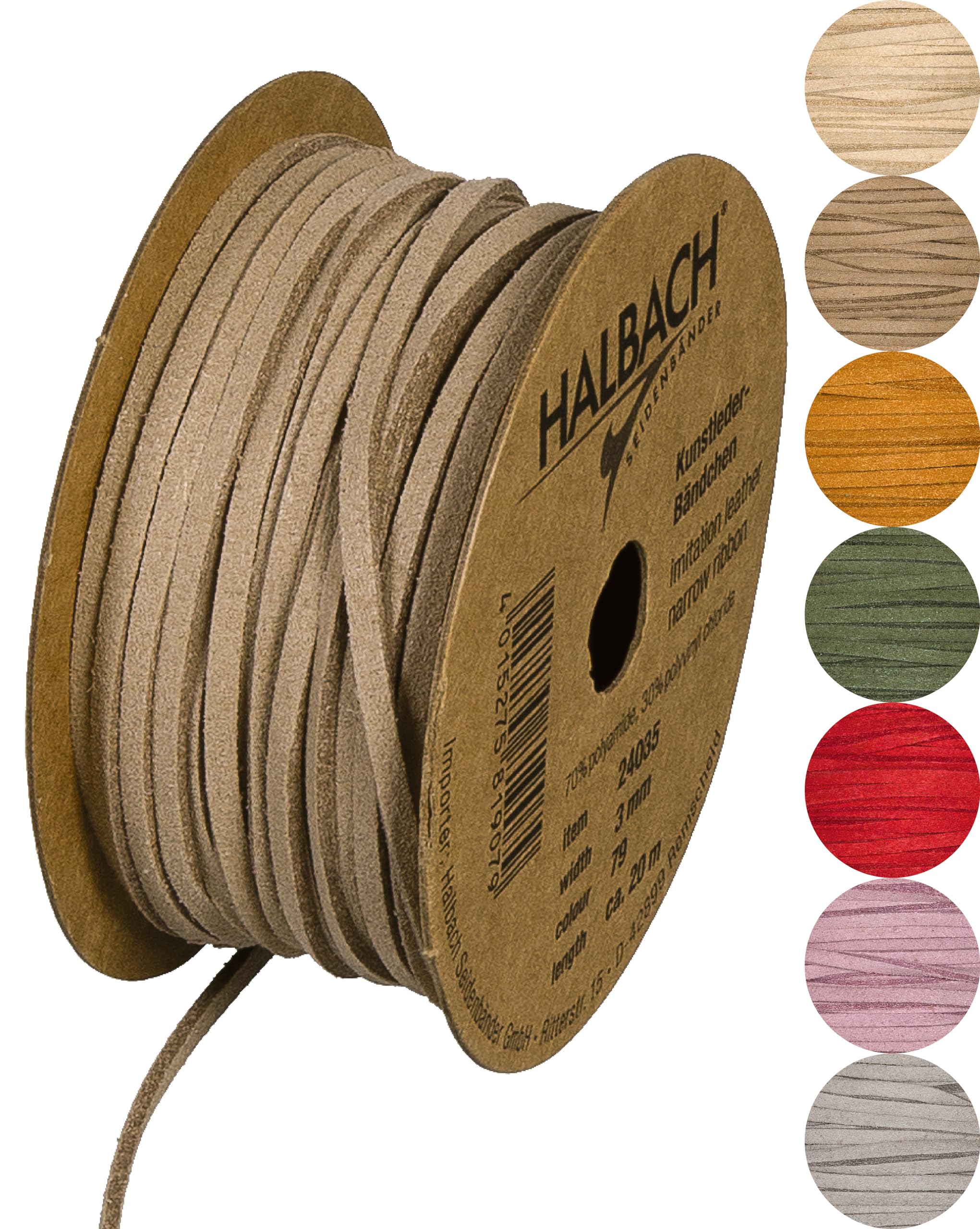 Ruban En Cuir Synthétique Vegan – Largeur 3 Mm, Longueur 20 M – Pour Bracelets, Bijoux DIY, Couleur Naturel