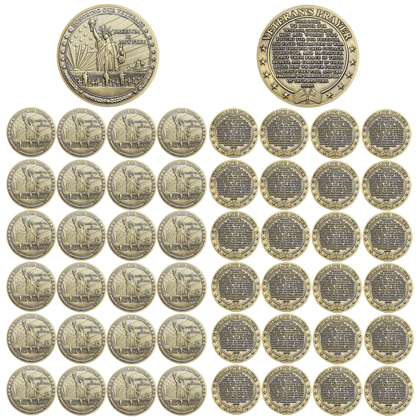20 PCS AtSKnSK Challenge Coin Thank You for Your Service Coins for Veterans Appreciation Veteran's Day Gifts Bulk (Statue of Liberty, Piece, 20)
