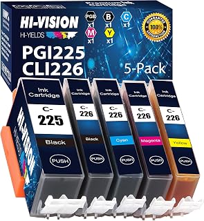 HI-VISION HI-YIELDS ® Premium High-Yield Replacement Ink Cartridges for 1 of PGI-225 & CLI-226 (B,C,Y,M)