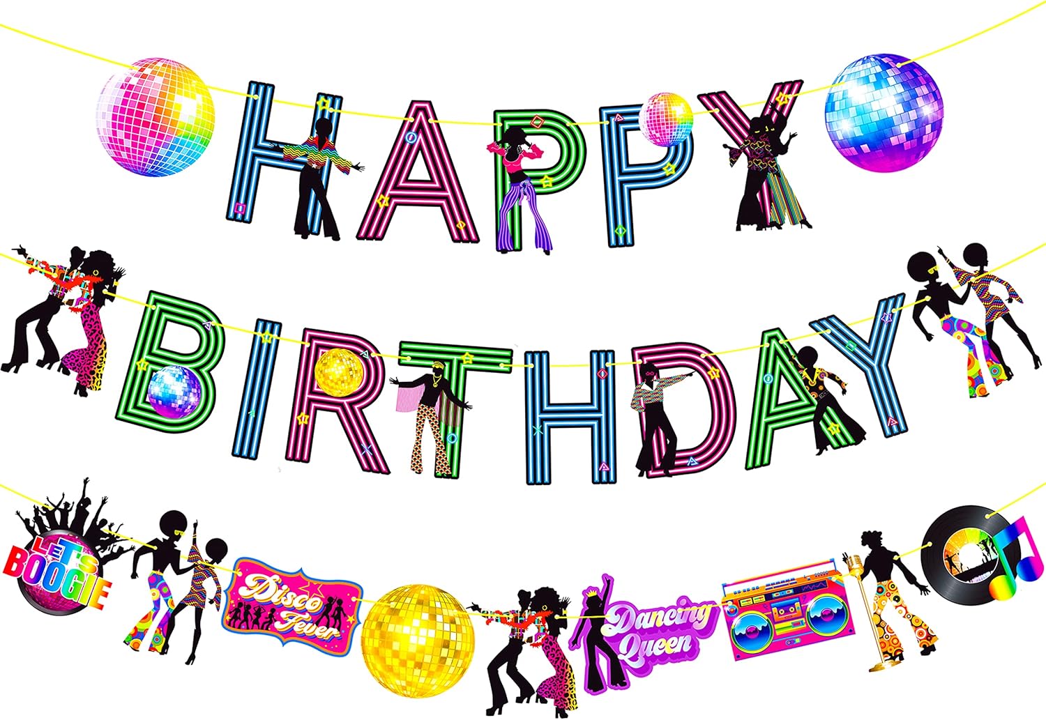 Disco Birthday Party Banner Disco Party Decorations 3Pcs 70