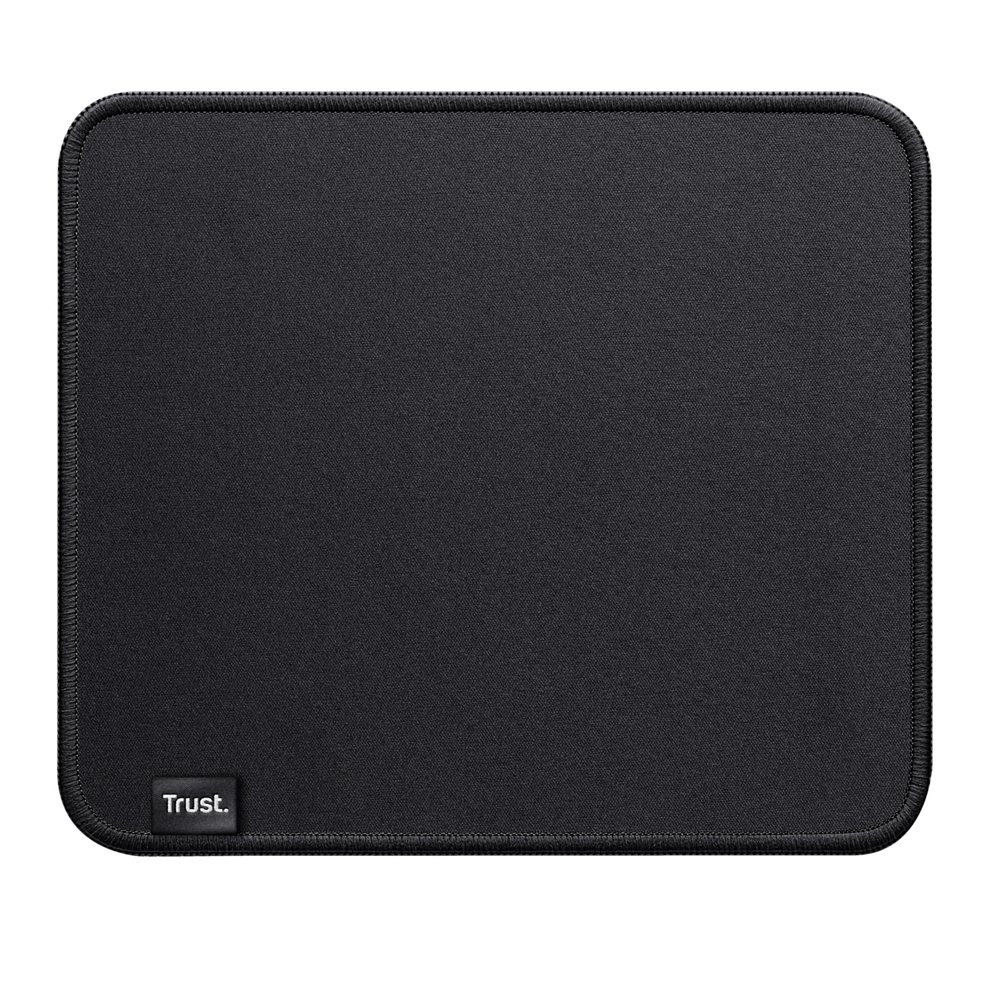 Trust Boye Tappetino, Design Sostenibile, Materiali Riciclati, Fondo Antiscivolo, 250 x 210 x 3mm, Bordo con Cuciture, Lavabile in Lavatrice, Tappetino per Mouse da Ufficio per Lavoro - Nero