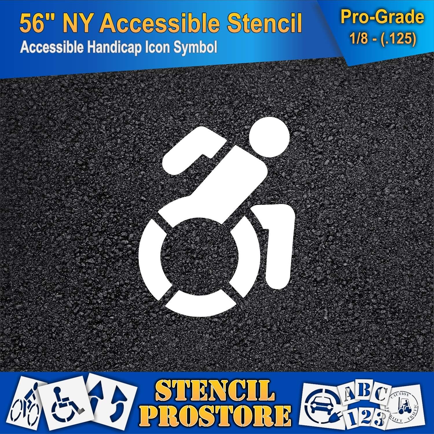 Pavement Stencils - 56 in - Accessible Icon Symbol Stencil - 56'' x 44'' x 1/8" (128 mil) - Pro-Grade