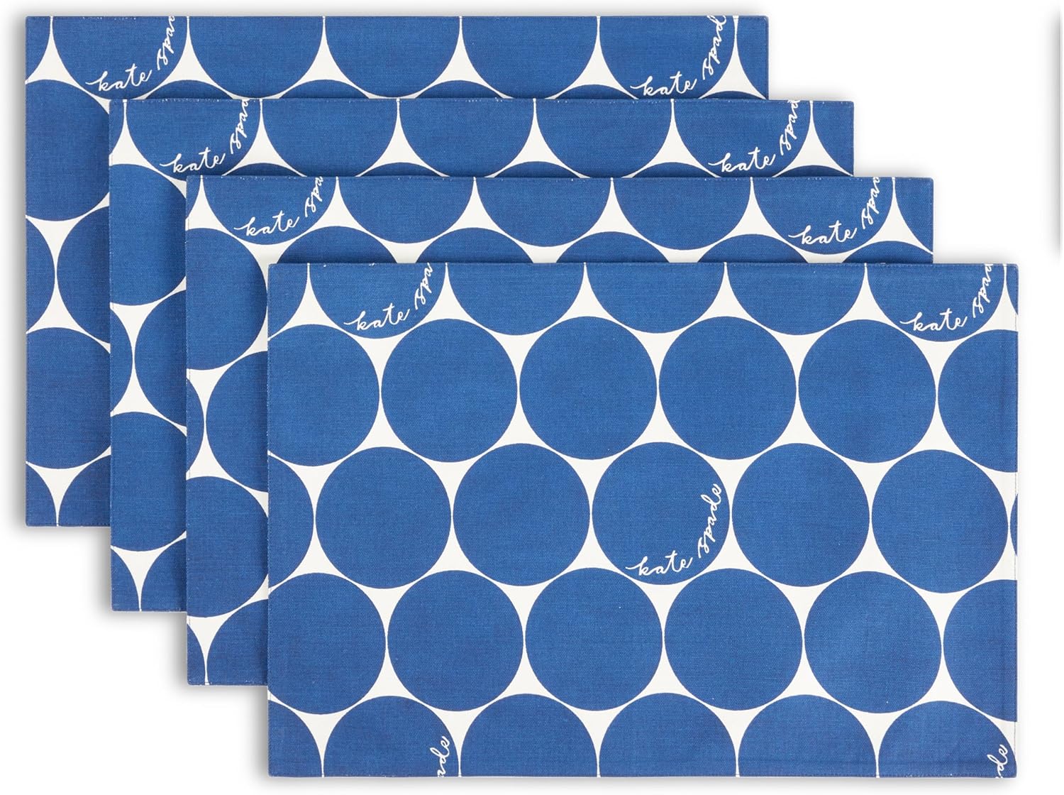 Blue and White Cotton Reversible Retro Placemats Set of 4