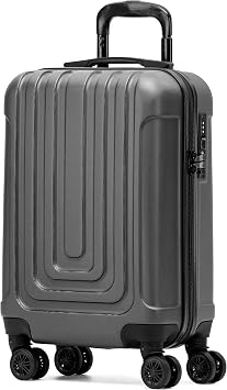 Flight Knight Premium Lightweight Suitcase - Built-in Side Lock with USB Port - 8 Spinner Wheels - ABS Hard Shell Carry On Or Check in Luggage - Highly Durable - Approved for Over 100 Airlines