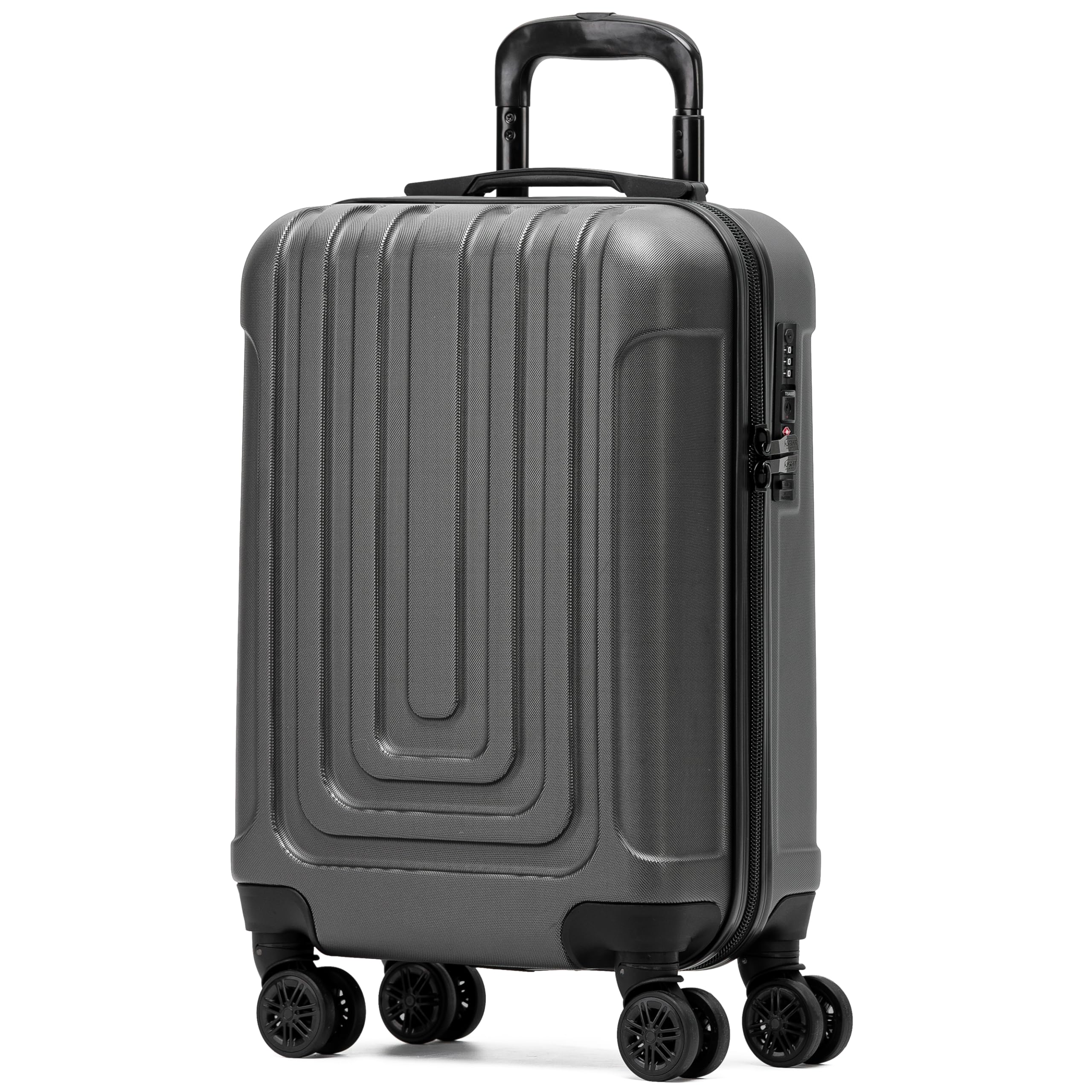 Flight KnightPremium Lightweight Suitcase - Built-in Side Lock with USB Port - 8 Spinner Wheels - ABS Hard Shell Carry On Or Check in Luggage - Highly Durable - Approved for Over 100 Airlines