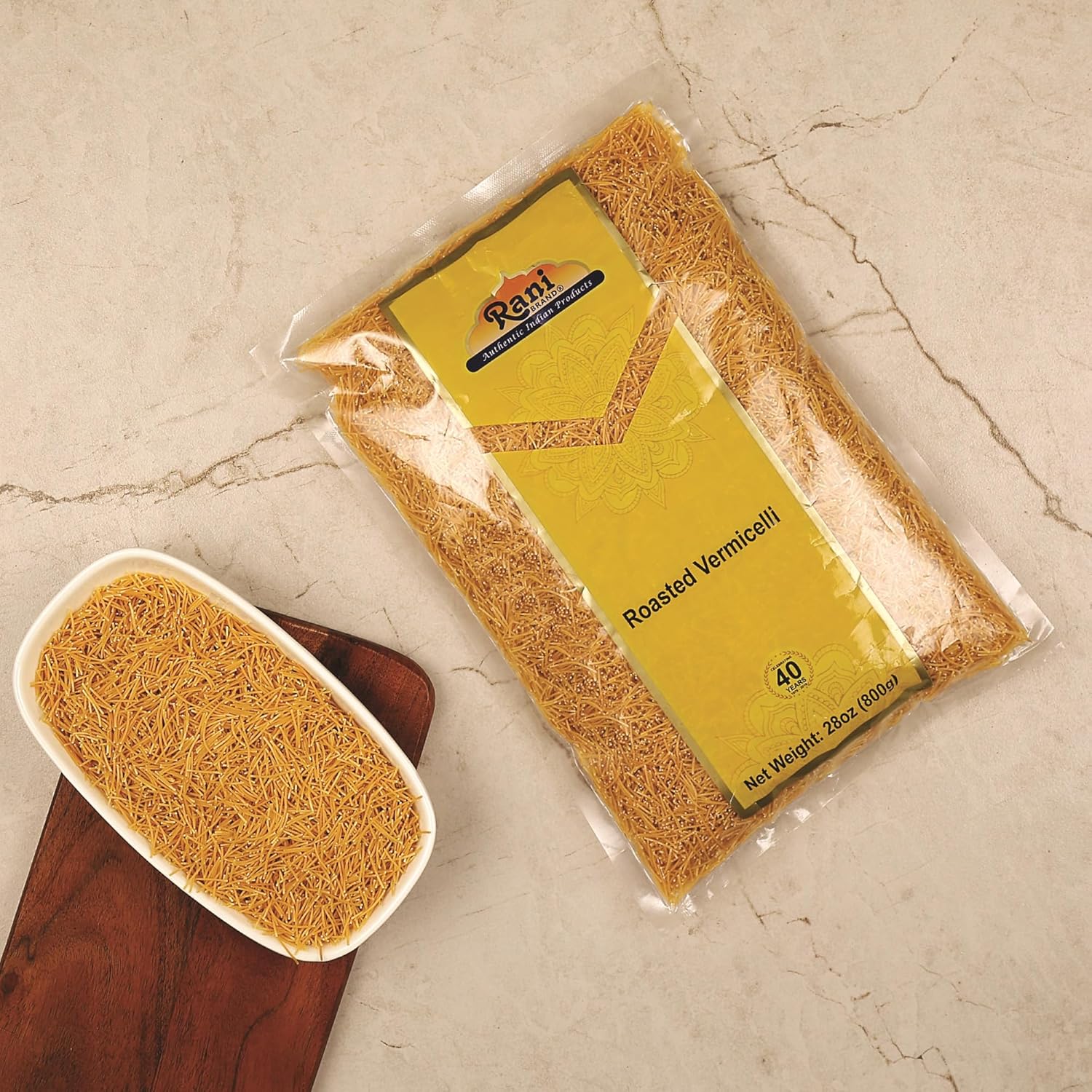 Rani Roasted Vermicelli (Roasted Wheat Noodles) 28oz (1.75lbs) 800g, Pack of 3 ~ All Natural | Vegan | NON-GMO | Indian Origin