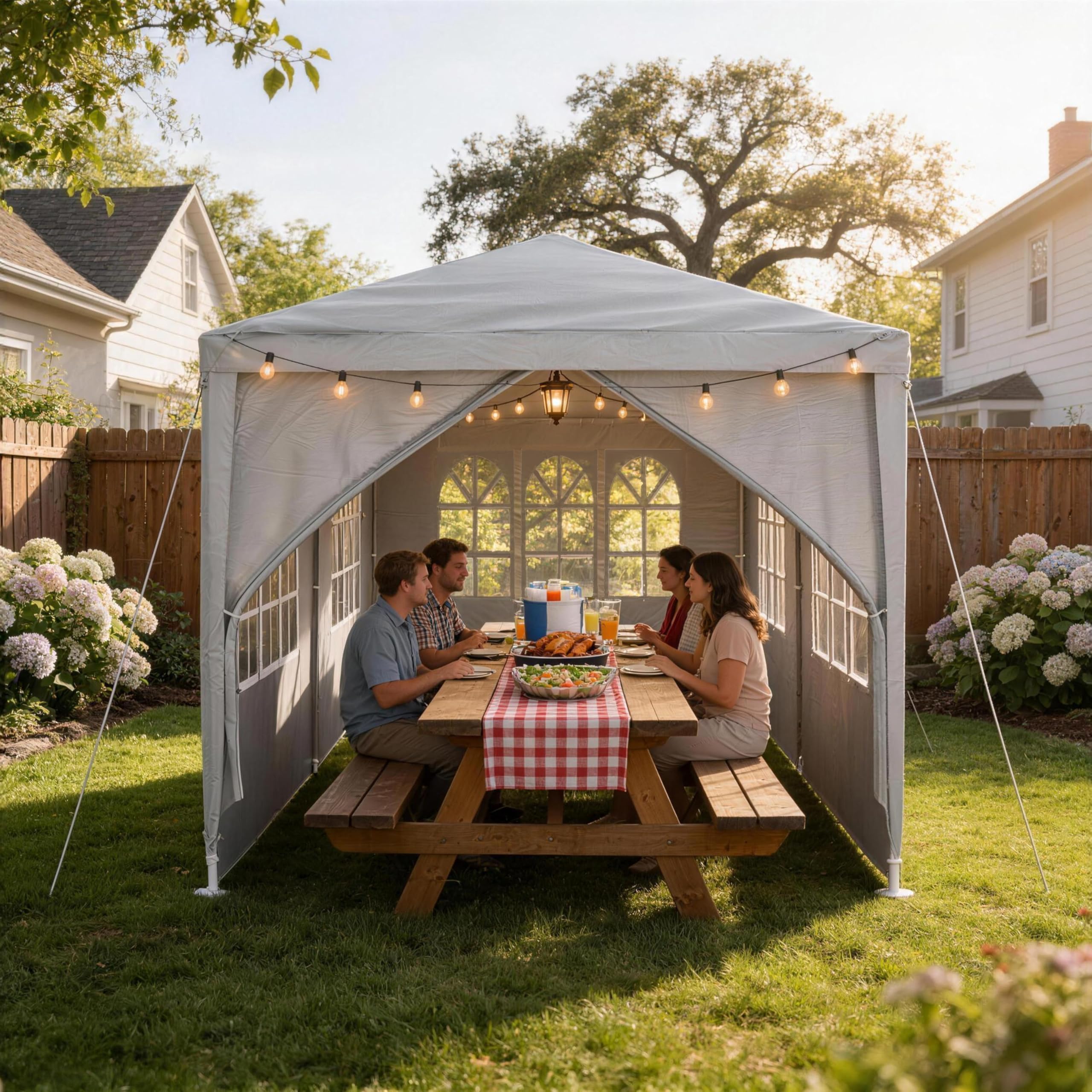 ACXIN Gazebo da giardino, 3 x 6 m, con 6 pannelli laterali, impermeabile, robusto telaio in acciaio, protezione solare e resistente alle intemperie, tessuto Oxford, gazebo da giardino o barbecue per