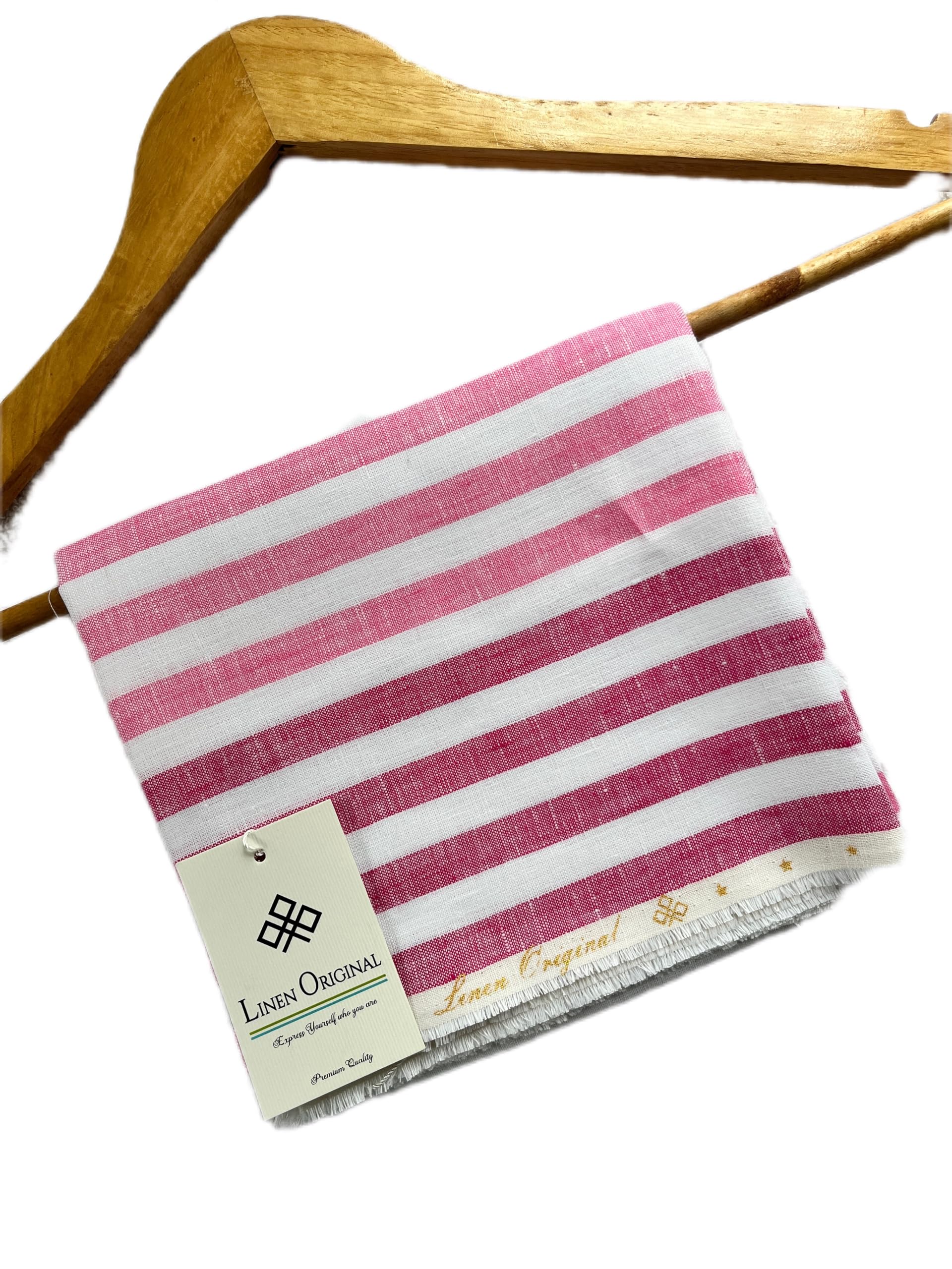Linen Original - 100% Linen Fabric for Shirting and Kurti - 1.6 Meter - 60 LEA (Quantity - 1) (Pink, XL)-image-12