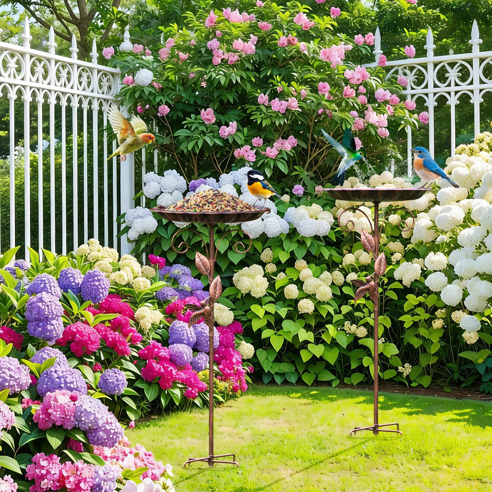 Abbeveratoio per Uccelli in Piedi Grande con Base Stabile, Ideale per Esterni Giardino Balcone Cortile, Uccelli Selvatici E Decorazione da Giardino