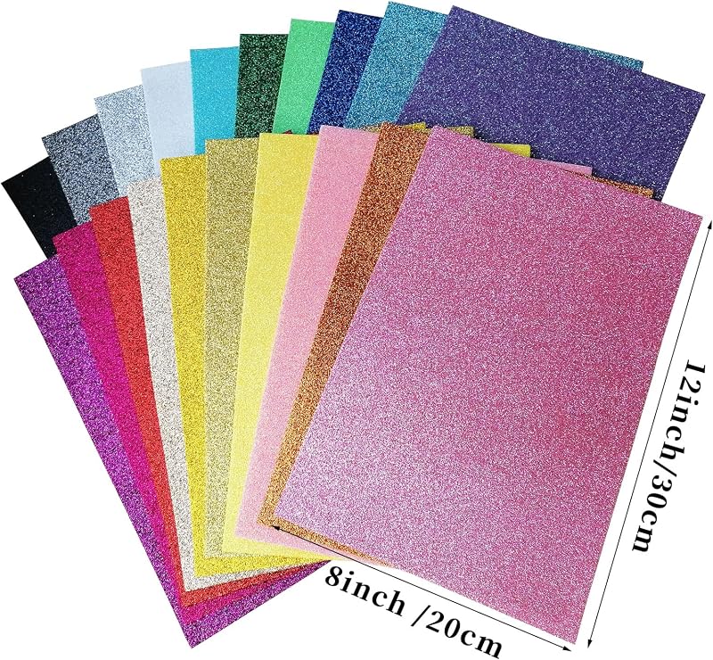 Jtnohx Csillámos Filc Készlet - 20 db 20x30 cm-es Filcanyag Kézműveskedéshez, Dekorációhoz, Partikhoz és Ünnepi Projektekhez