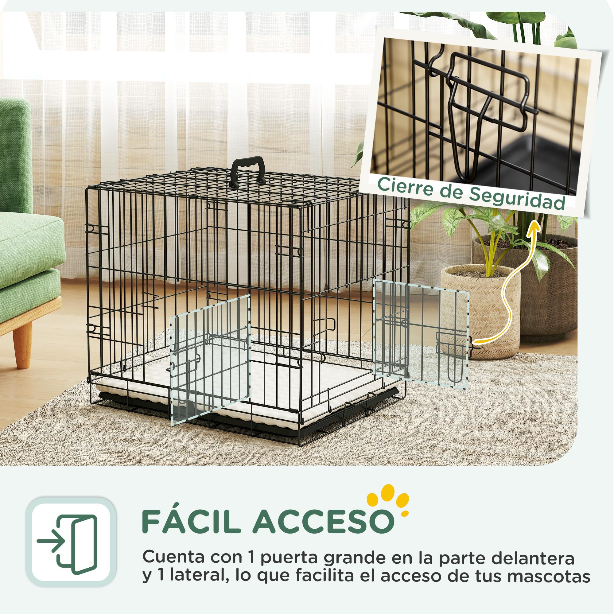 PawHut Gabbia per cani robusta per cani molto piccoli 60x45x50 cm Nero