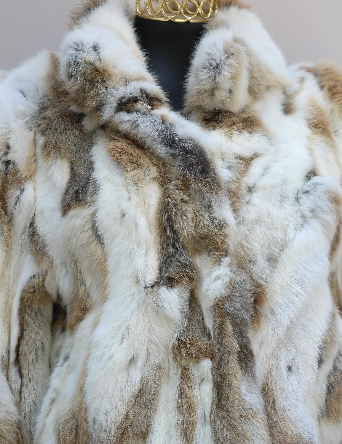 Women's Genuine Rabbit Fur Coat Full Pelt Soft Warm Winter Fur Jacket