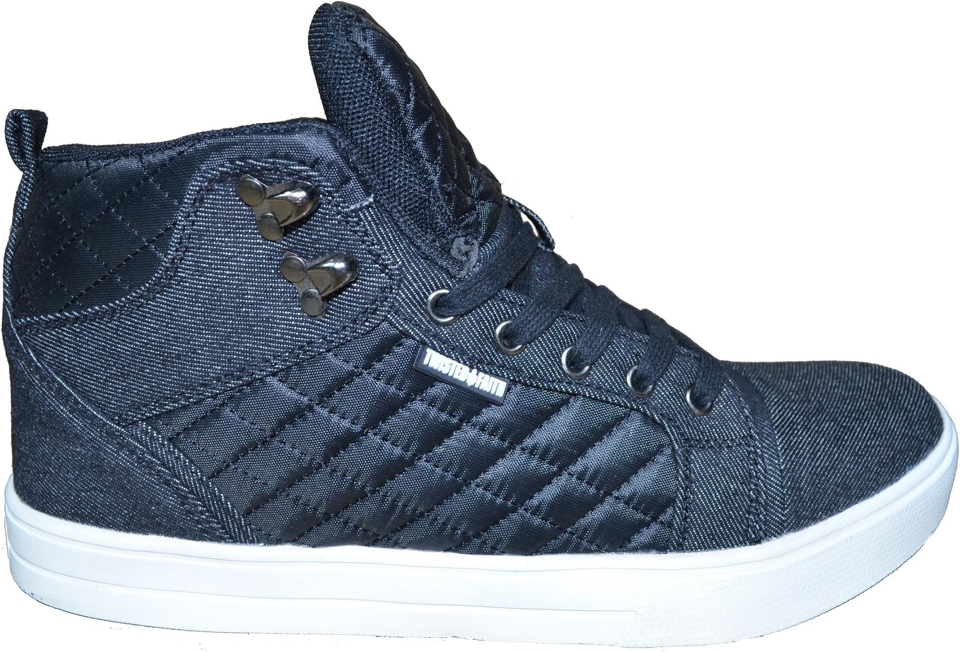 Mens Hi Tops Quilted Canvas Trainers lace Up Skate Sneakers Retro Shoe