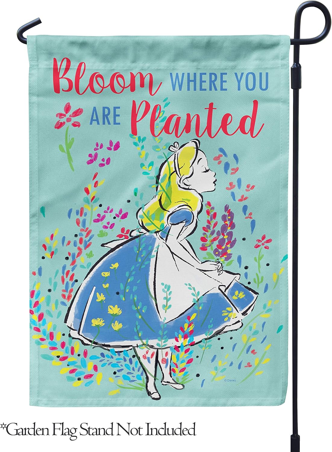 Flagology, Disney, Alice in Wonderland, Bloom Where You Are Planted – Garden Flag 12" x 18", Outdoor/Indoor, Exclusive Premium Fabric, Officially Licensed Disney