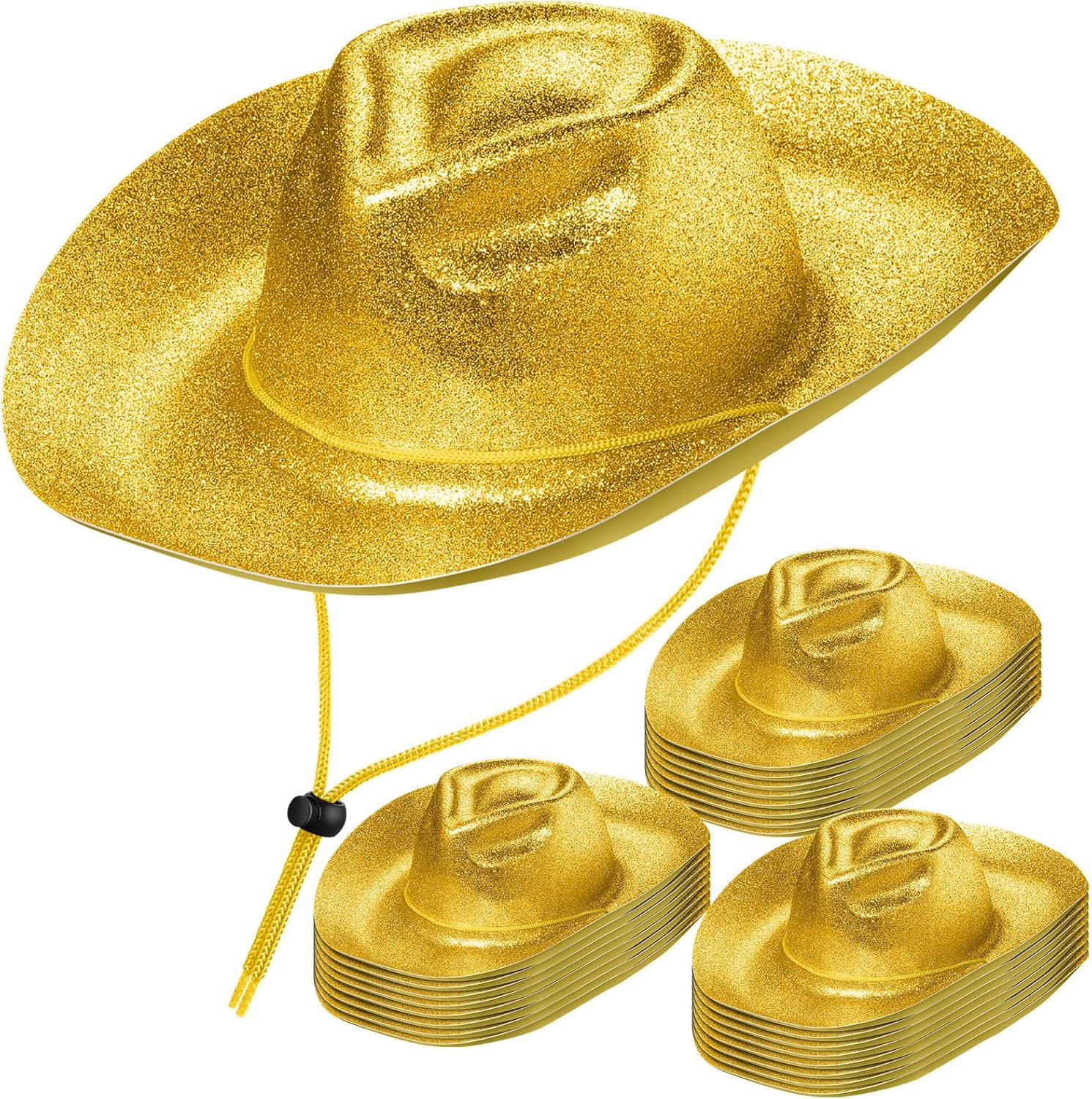 Shyyween 24pcs Sparkly Western Cowgirl Hats for Adult Bulk Glitter Cowboy Hat Adjustable for Men Women Bachelor Western Party
