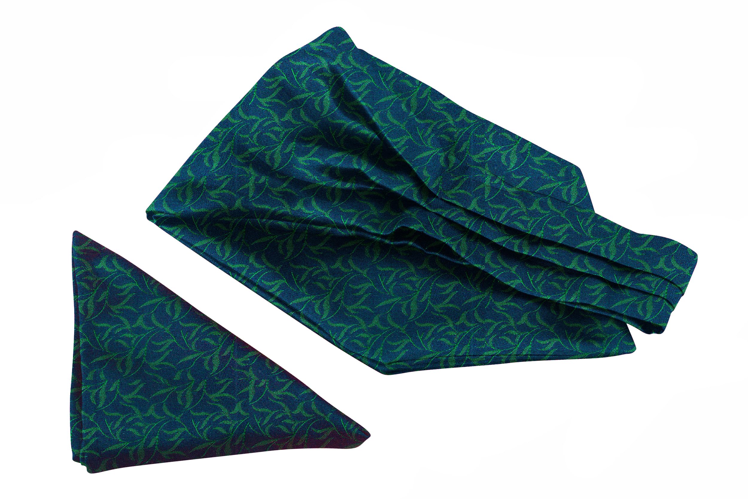 BLACKSMITH Jacquard Microfiber Neckwear Ascot and Matching Pocket Square Set for Men