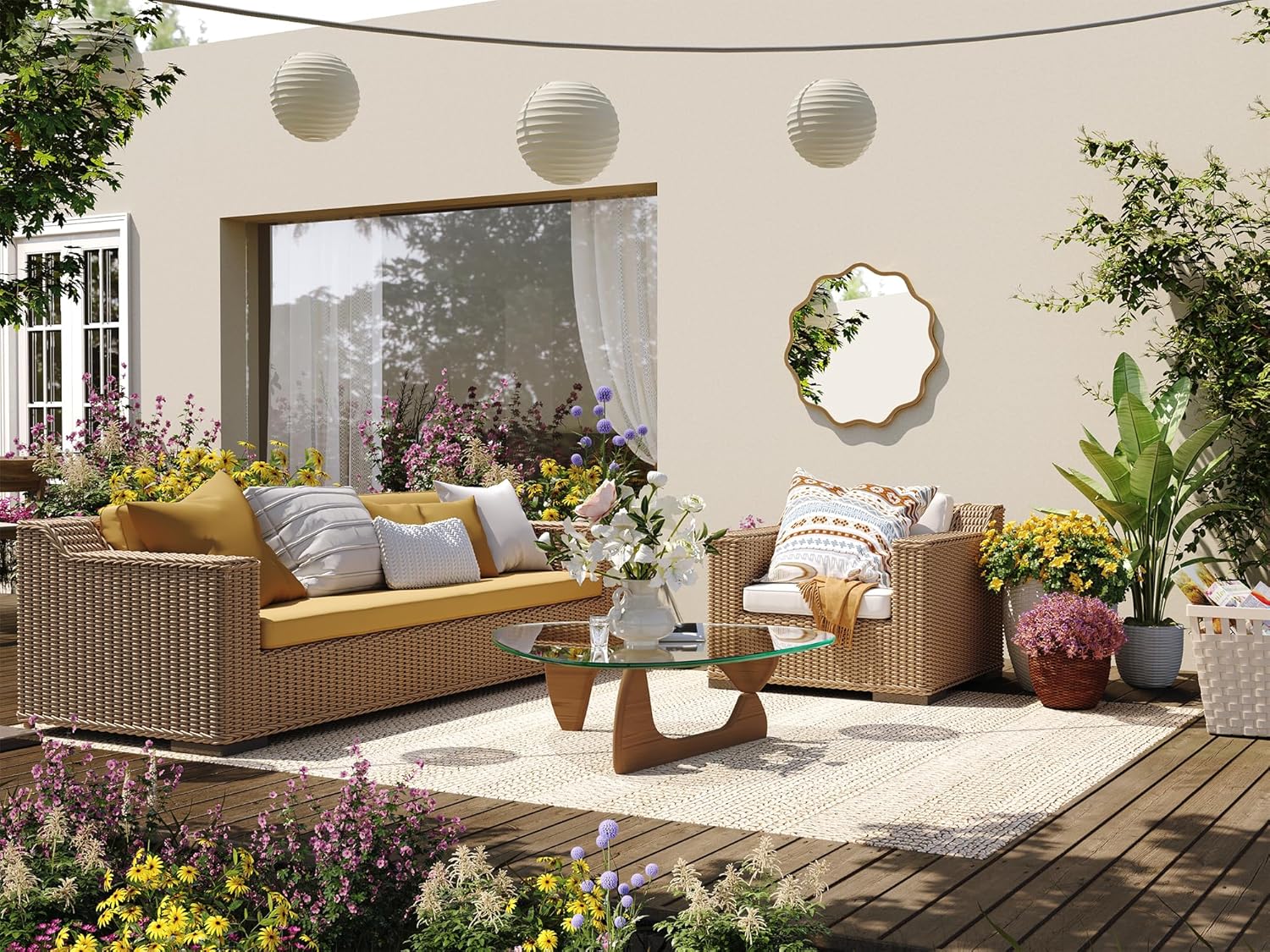 Brightify 30 Inch Round Wall Mirror, Circle Wavy Mirrors with Metal Frame, Round Gold Bathroom Wall Mirror for Over Sink, Living Room, Vanity, Bedroom, Entryway, Fireplace