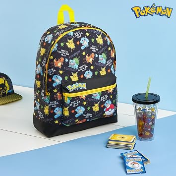 Pokemon Backpack for Kids Teens Boys Girls, Pikachu Anime Backpacks, Bag for Daycare Sports Vacation Travel, School Gift (Black AOP)
