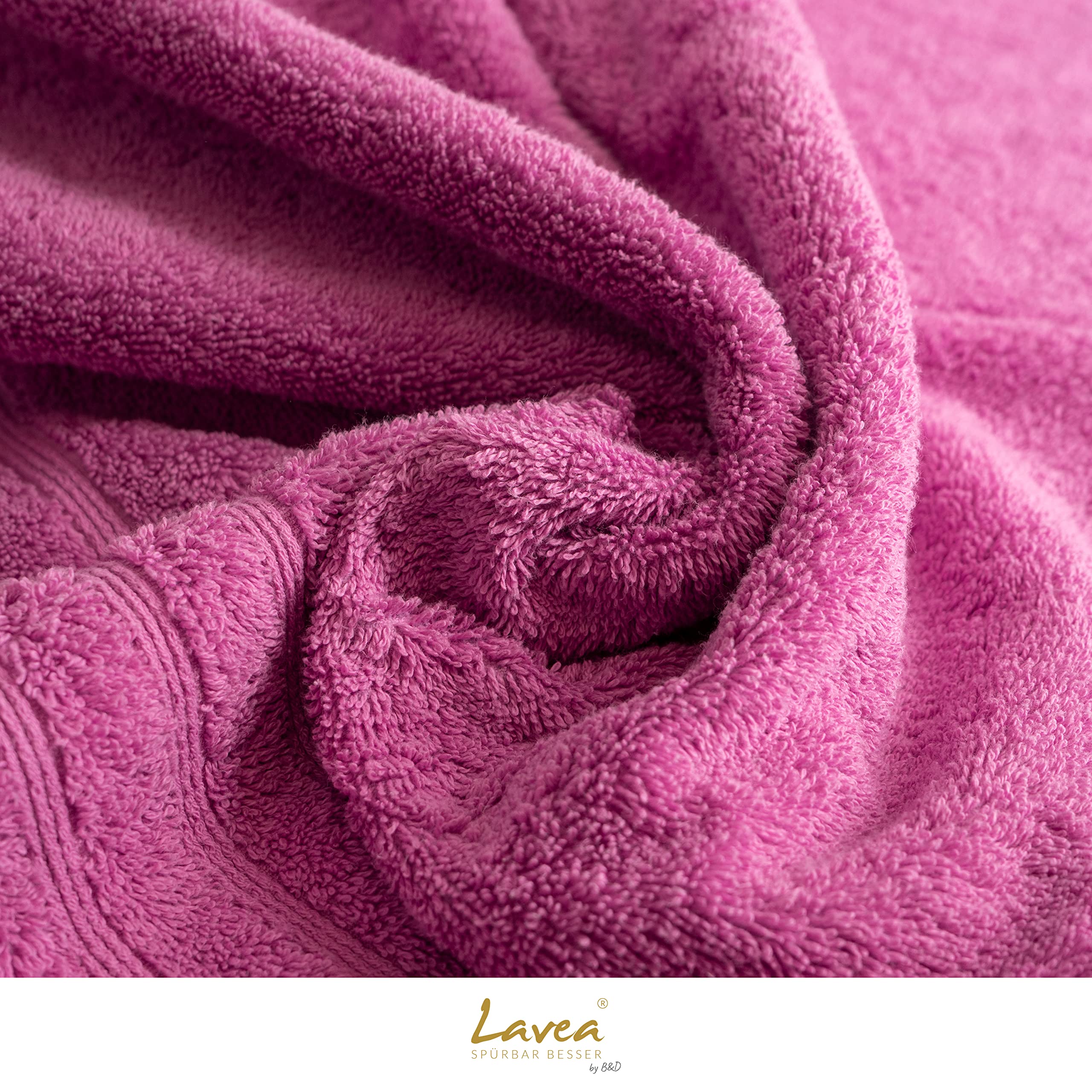 Lavea® 1 Toalla de Sauna XXL 80x220 cm in Rizo de Algodón Orgánico 100% Suave y Absorbente, para Casa, Hotel y SPA – Ideal también como Toallas de Ducha – Violeta