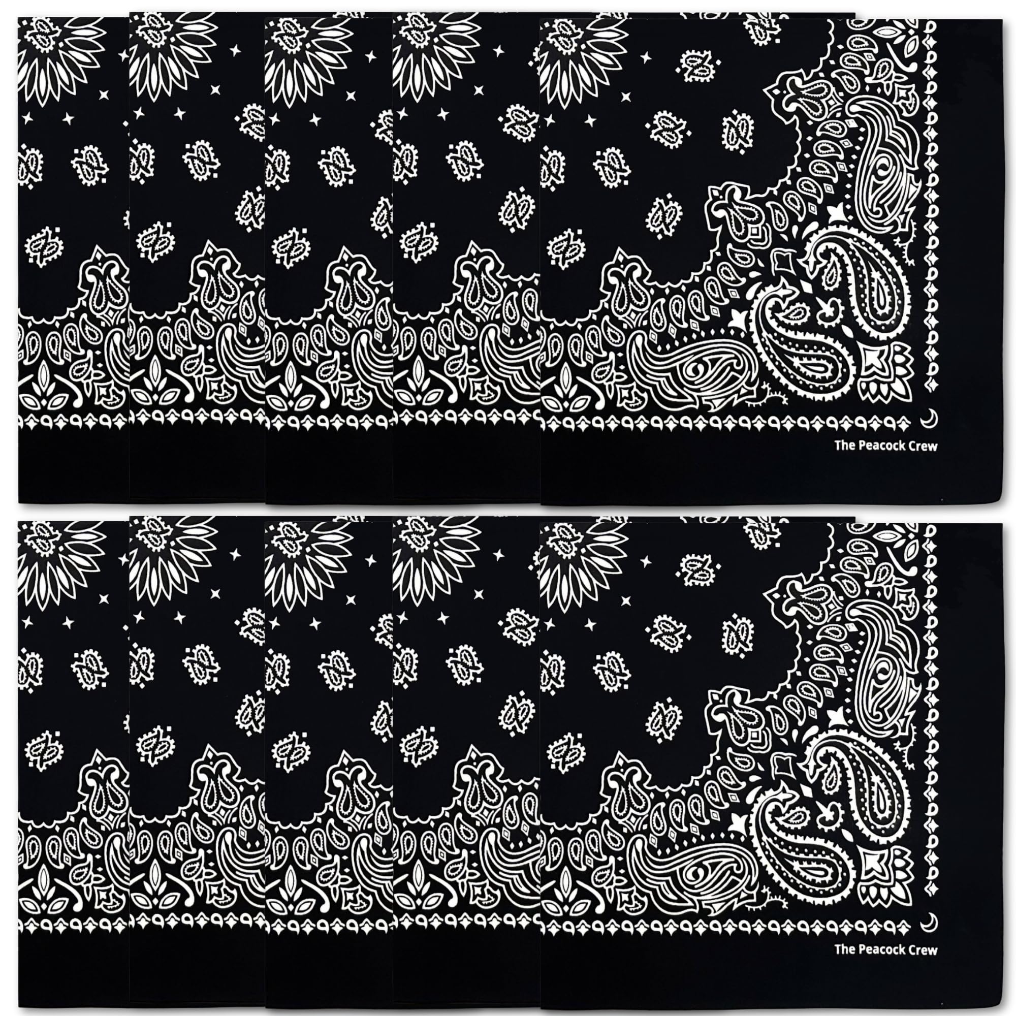 The Peacock Crew Premium Soft Cotton Bandanas Pack for Men and Women Paisley 22 x 22 inches