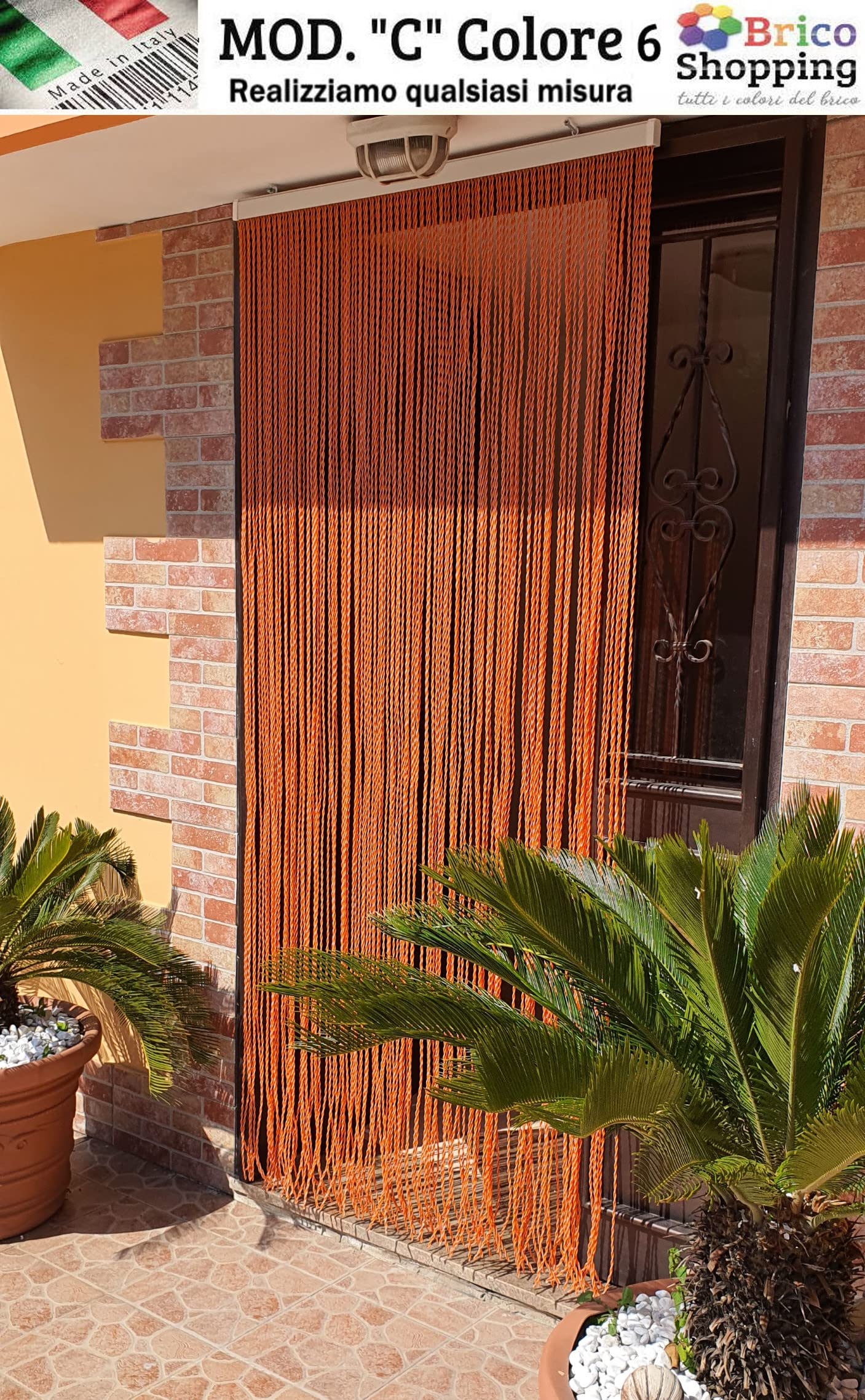 BricoShopping® Regulowany drut PVC Mod.C Moskitiera na drzwi zewnętrzne okno wejście balkon RV drut ANTIMOSCHE 4 rozmiary 15 kolorów made in ITALY (120x230, 6 POMARAŃCZOWY)