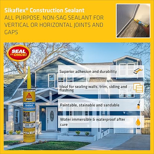 Miniatura 21 de Sika Sikaflex - Sellador de construcción (blanco) - Sellador de poliuretano multiusos - para todo tipo de juntas de 1/2 pulgada o más pequeñas