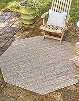 Vista 37 de Unique Loom Outdoor Striped Collection Alfombra de área - Maia (2' 2" x 3' 1" Rectángulo, Beige/Marfil)