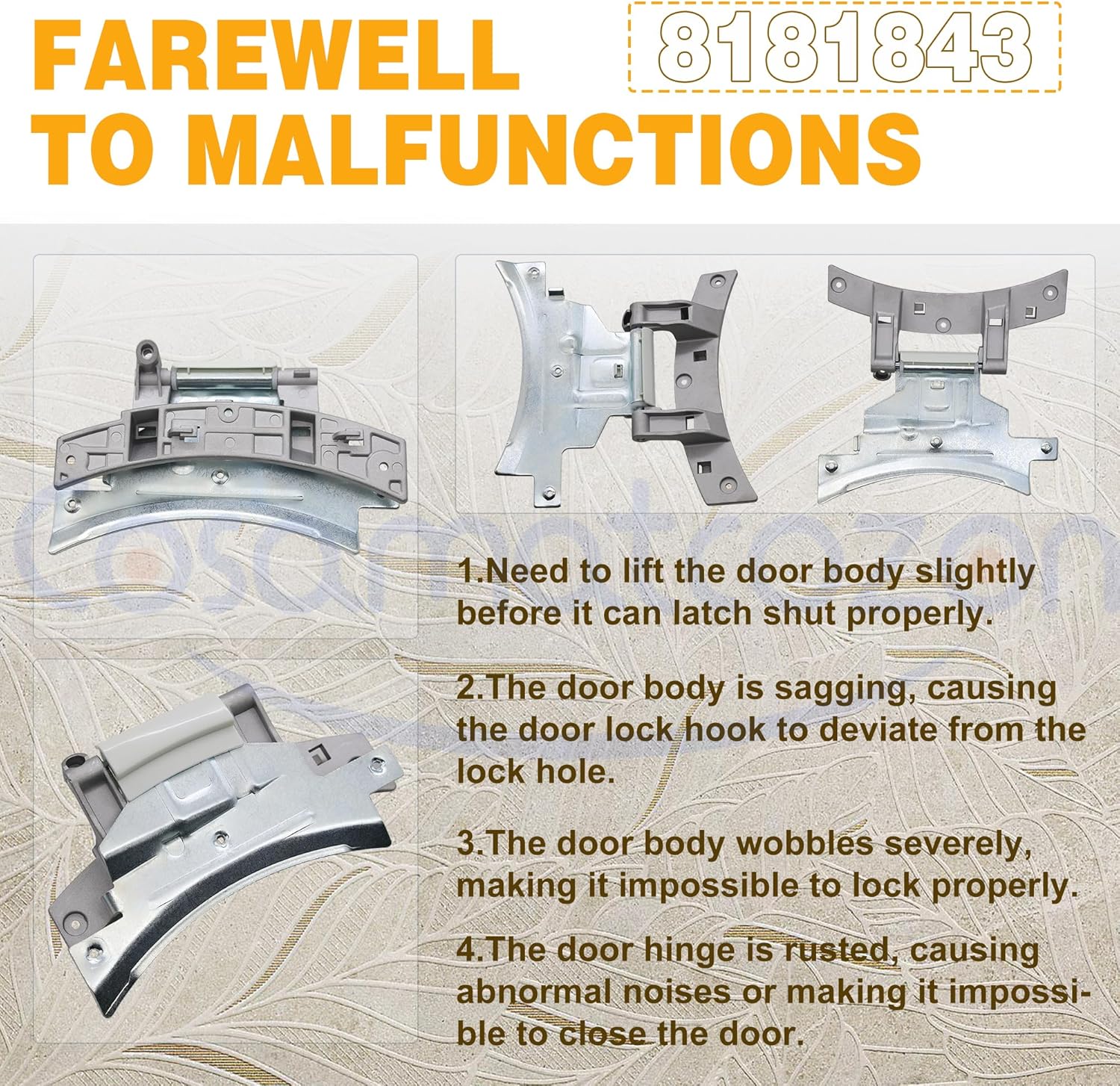 WP8181843 8181843 Cosamatcozon Upgraded Front Load Washer Door Hinge- Compatible with Some KitchenAid, Maytag and Whirlpool Washers
