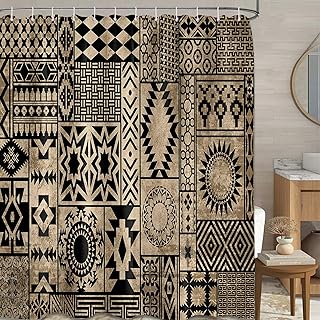 Samoan Shower Curtain, Polynesian Tiki Hawaiian Shower Curtains for Bathroom Decor Tropical Mens Bath Curtain Set, Waterproof Fabric with Hooks (70''W x 72''L)