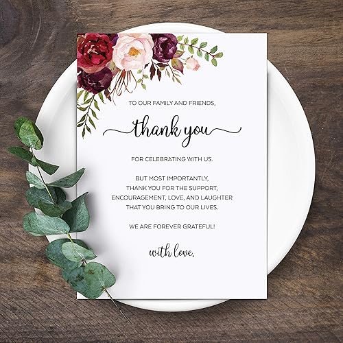 Miniatura 3 de 321Done Tarjetas de fijación de lugar de mesa de agradecimiento (juego de 50) rosas rojas de acuarela XL de 5 x 7 pulgadas con amor, boda, fiesta,