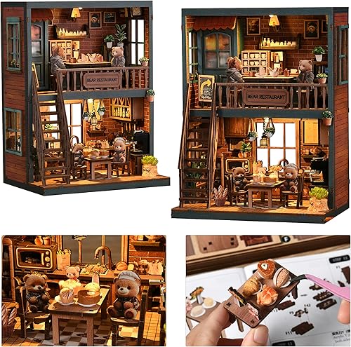 Miniatura 27 de ISSEVE Kit de rincón de libros para bricolaje, rompecabezas de madera 3D, kit de casa en miniatura para decoración de estantería, soporte mágico