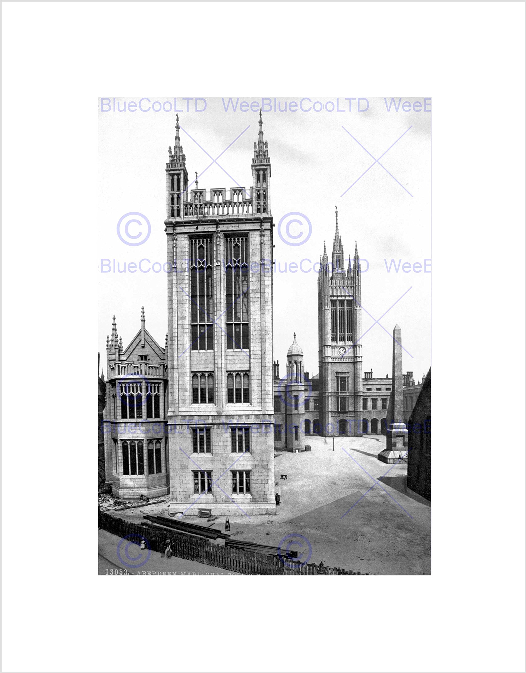 Wee Blue Coo Aberdeen Marischal College Scotland Old BW Wall Art Print