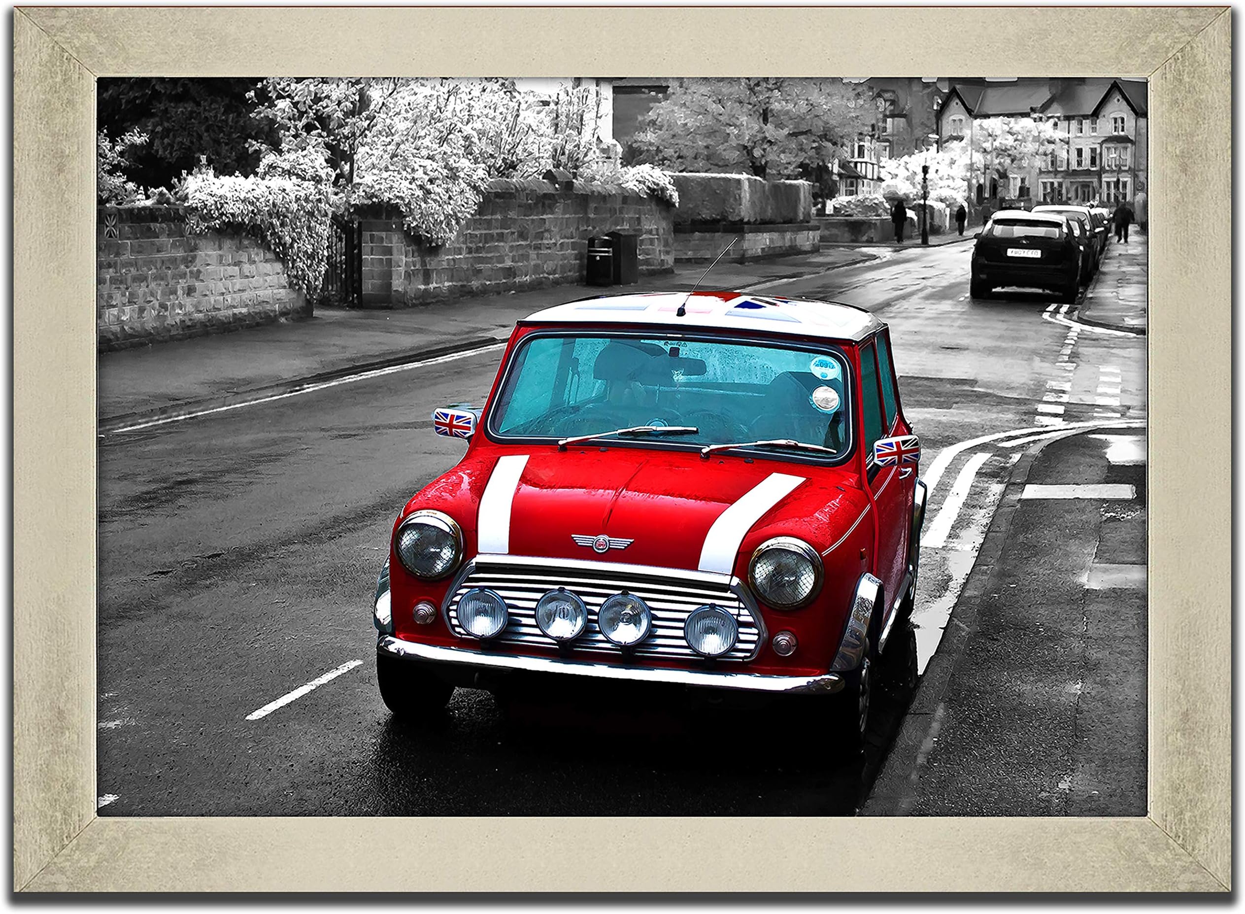 Rover Austin Mini Cooper Wall Art Picture Poster Print / Framed Classic Car Picture / Vintage Car Wall Art 12 by 16 inches