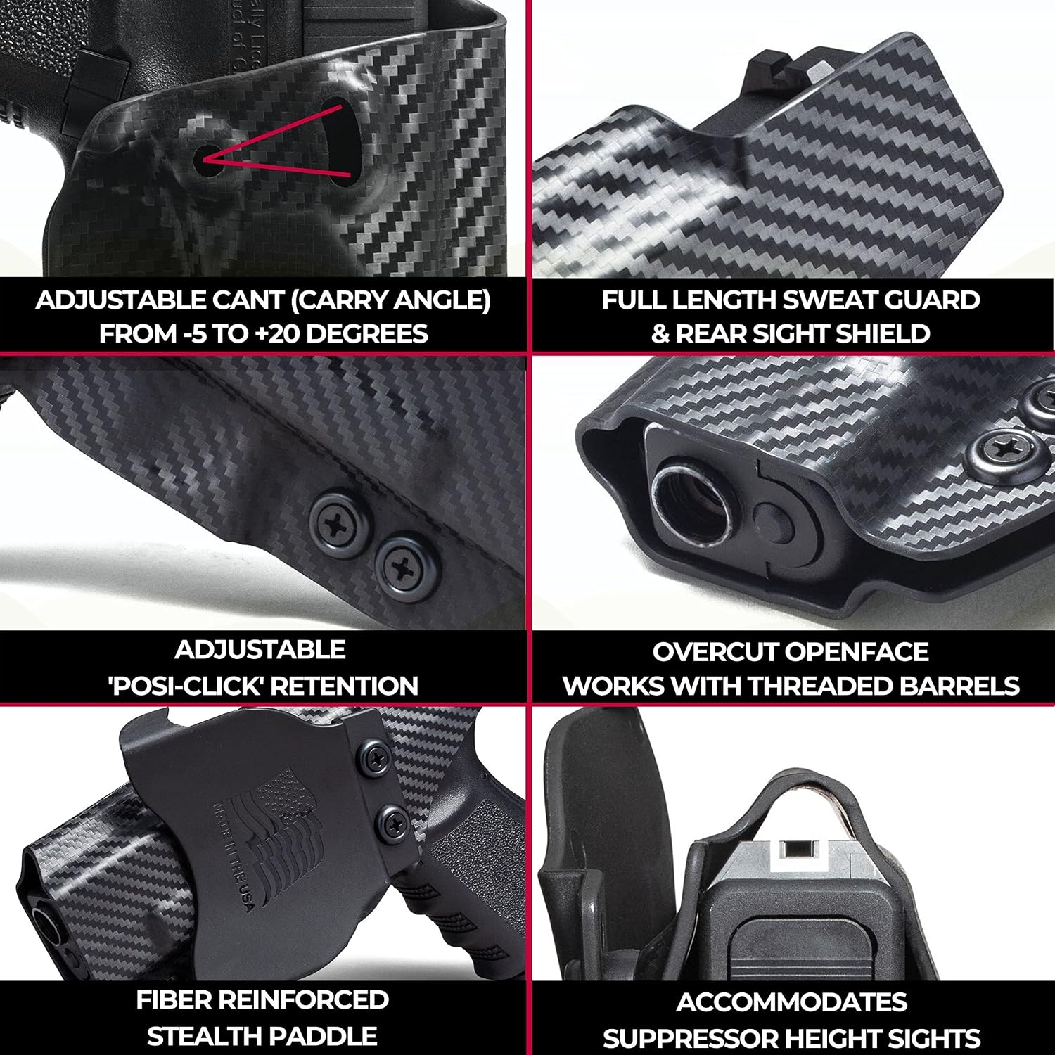 Concealment Express OWB Paddle KYDEX Holster - 'Posi-Click' Retention - Custom Fit - Adjustable Cant - 100% US Made (BLK)