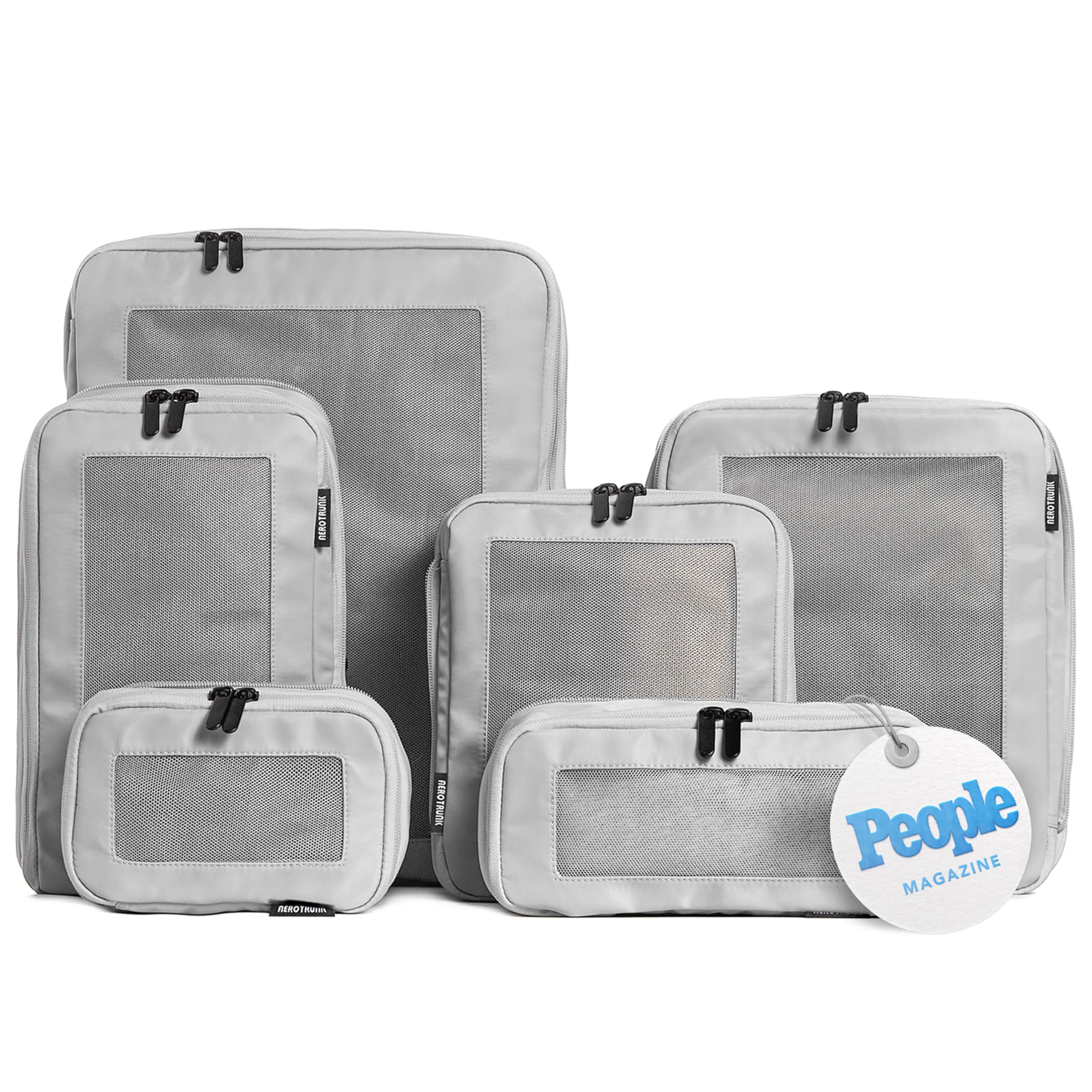 Aerotrunk Compression Packing Cubes for Travel, 6-Pack, Light Grey