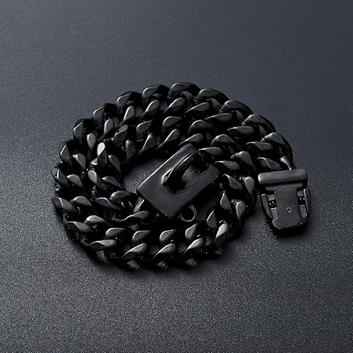 Miniatura 23 de Collar de perro de acero inoxidable, collar de joyería de bulldog con encanto, impermeable, oro rosa, negro, plata, resistente, collar de perro