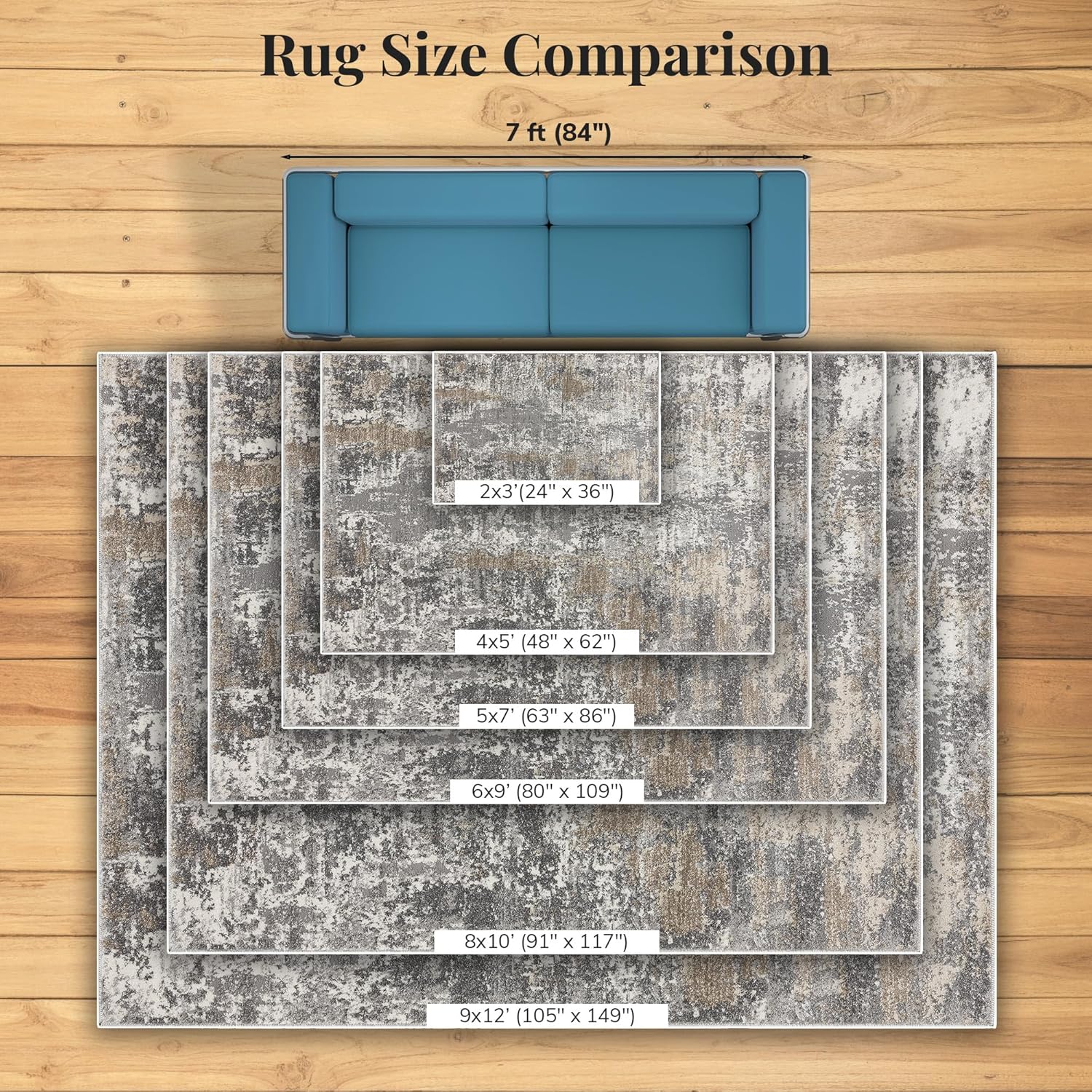 LUXE WEAVERS Euston Collection 7679 Grey 5x7 Abstract Area Rug