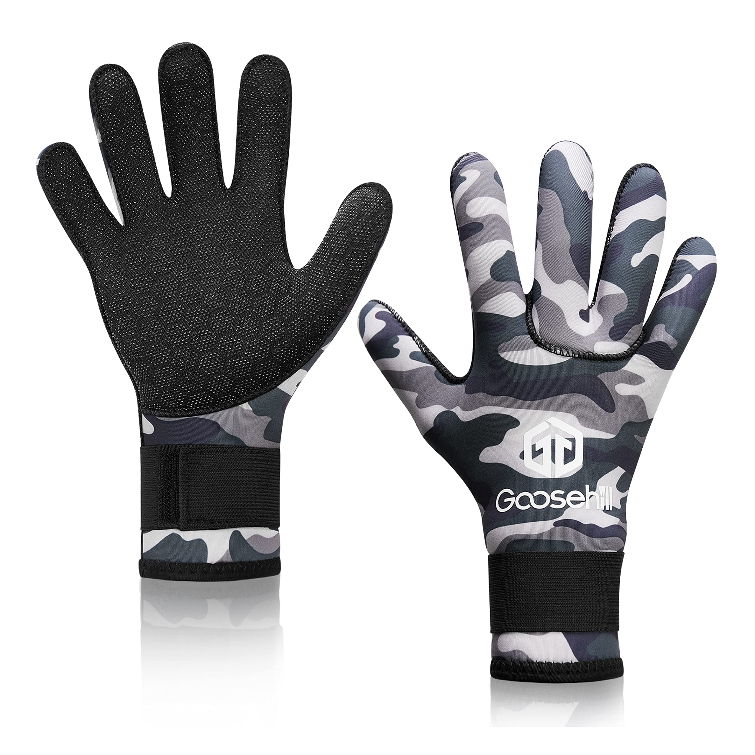 Goosehill Neoprene Gloves for Men and Women, 3mm Neoprene Diving Gloves with Upgraded Rubber Granulate on Palm, Flexible Thermal Gloves for Diving, Snorkeling, Paddling, Surfing, Kayaking