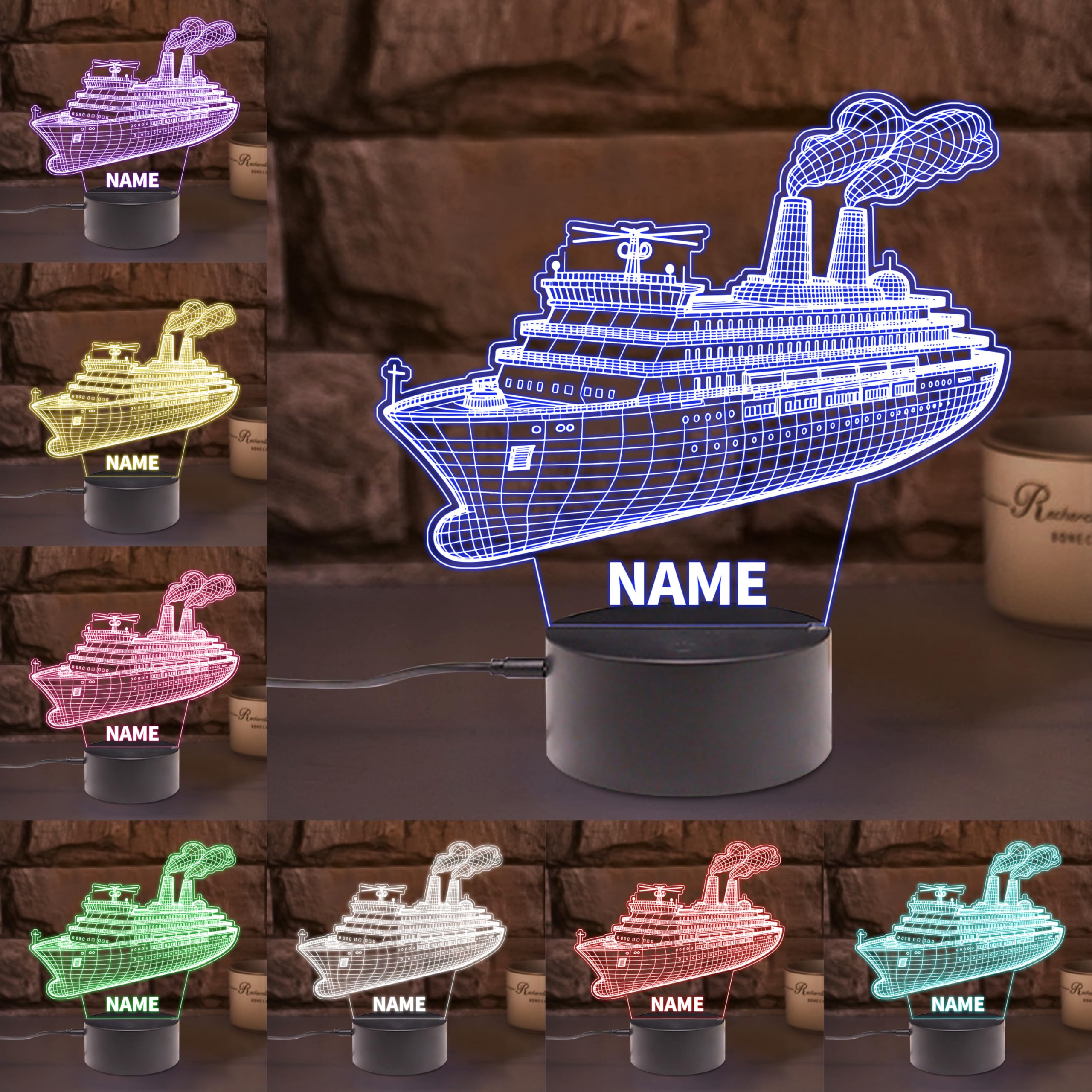 AHROZHOUIK Personalised Acrylic Ship Night Light Custom Name Funny Ships Themed Neon Sign for Home Bedroom Decor Gifts for Family Friend Ship Lovers Birthday Xmas (Style 13)