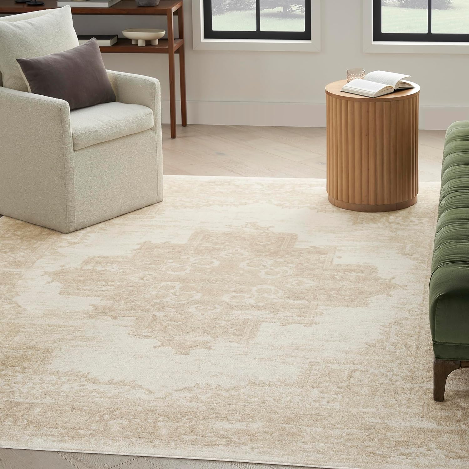 Amazon.com: Nourison Home Grafix 8' x 10' Ivory Beige Fabric Vintage ...
