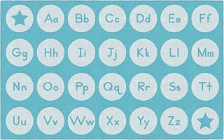 Flagship Carpets Tone On Tone Alphabet Light Blue Educational Area Rug for Kids Room, Children's Classroom, Play Carpet for Teaching and Playroom, 7'6" x 12', Seats 28