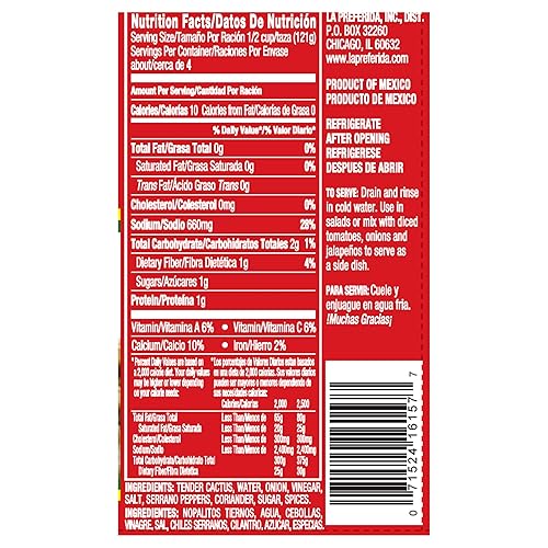 Miniatura 3 de La Preferida Tender Cactus - Nopalitos Tiernos, 28 onzas (paquete de 12)