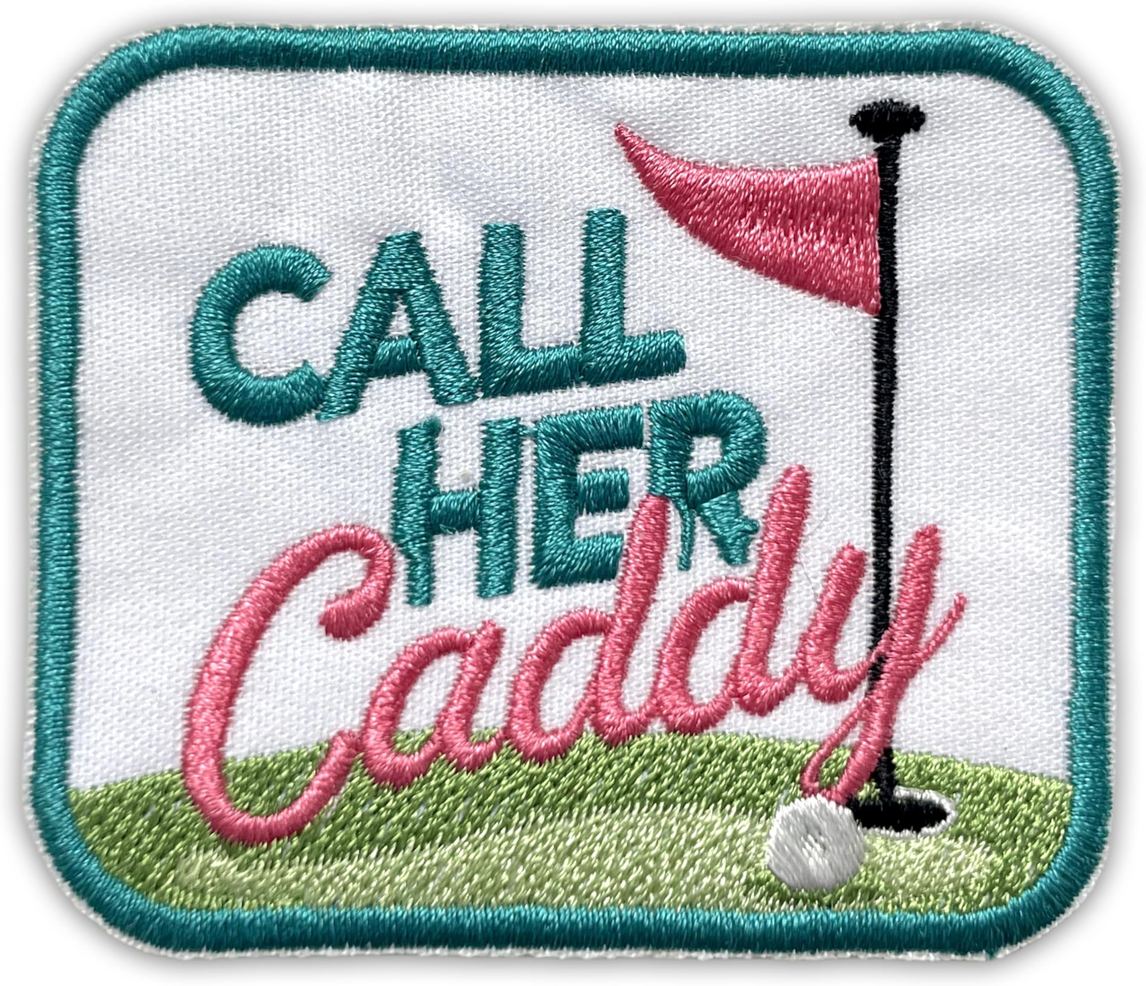 Call Her Caddy Patch 3 Inches Funny Golf Course, Golf Flags, Female Golfers Sports Lover, Iron On/Sew On Embroidery Fabric Applique Patches for Trucker Hat Clothes Backpack DIY Accessories Friend Gift