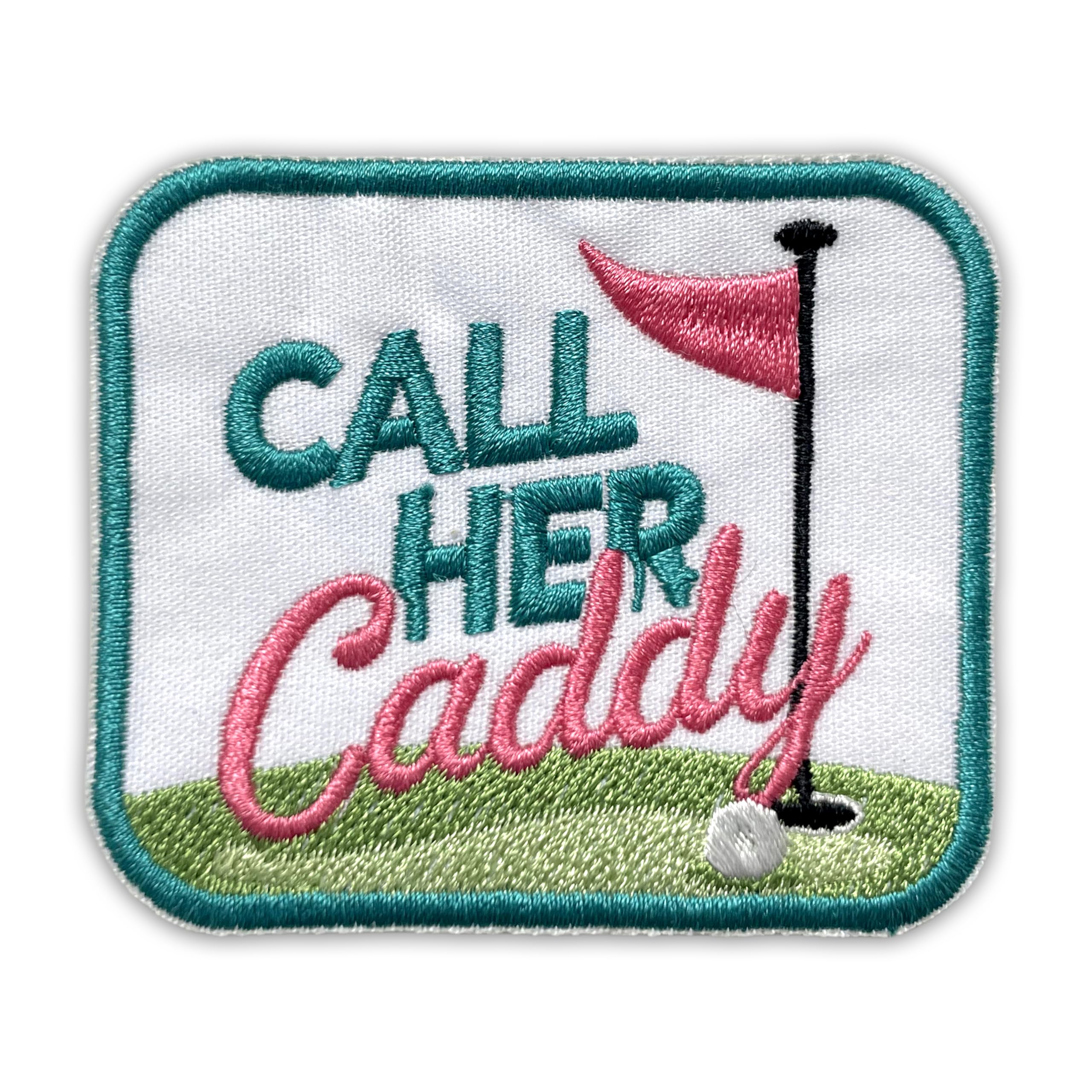 Call Her Caddy Patch 3 Inches Funny Golf Course, Golf Flags, Female Golfers Sports Lover, Iron On/Sew On Embroidery Fabric Applique Patches for Trucker Hat Clothes Backpack DIY Accessories Friend Gift