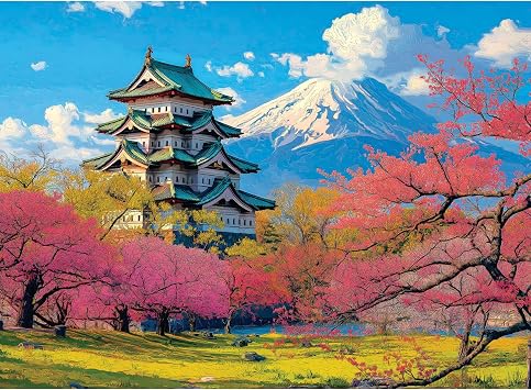 Puzzles for Adults 500 Pieces,Snow Mountain Jigsaw Puzzles 500 Pieces | Japanese Cherry Blossom 500 Piece Puzzles for Adults Funny Jigsaw Puzzle Family Activity Game Nights Gift Toy