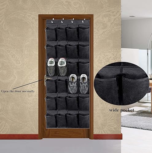 Miniatura 10 de Zapatero para colgar sobre la puerta, con bolsillos transparentes, organizador de zapatos para colgar zapatos, resistente para colgar en el armario,