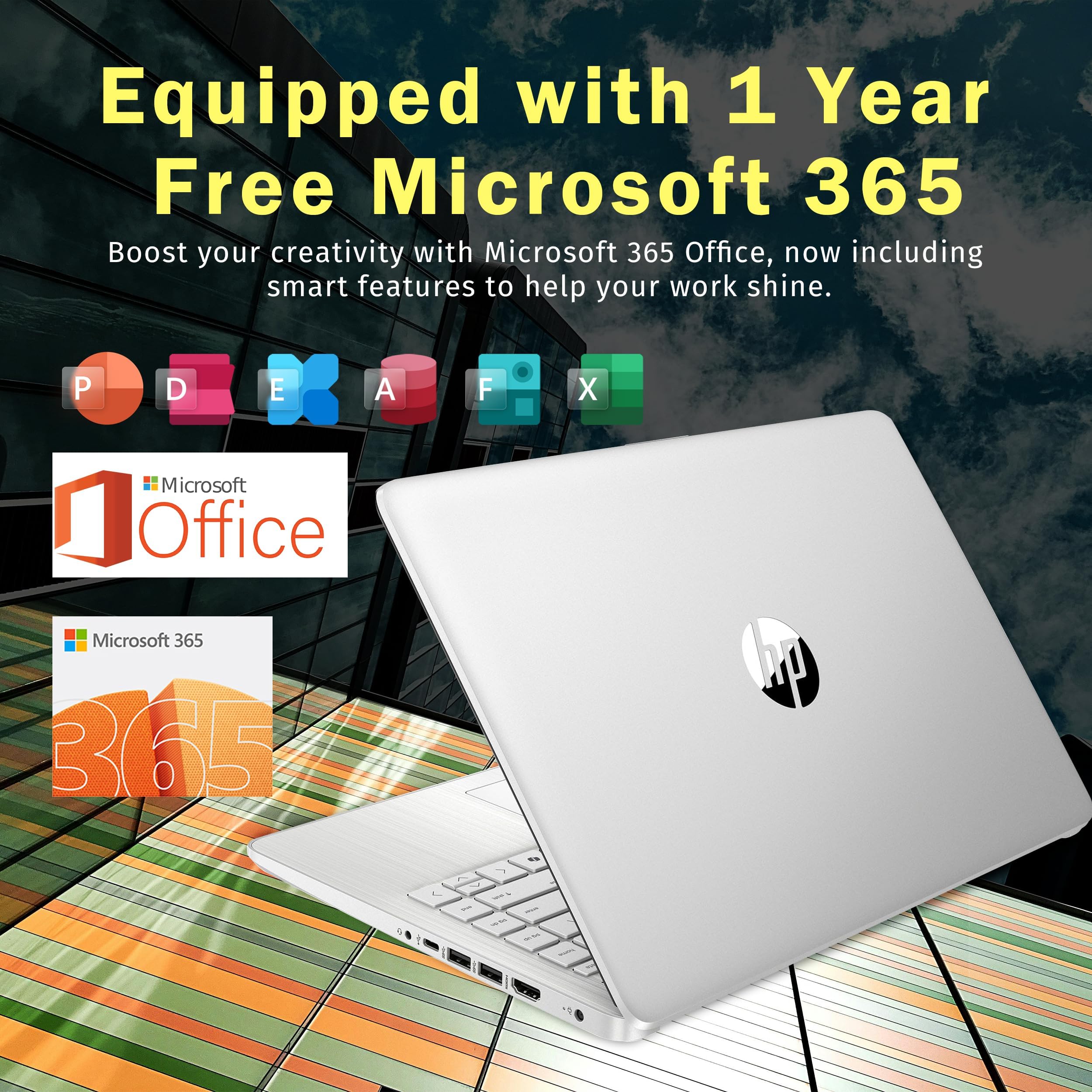 HP 14" HD Thin And Light Laptop, Intel Processor N150(Beat N4120),16GB RAM, 256GB Storage(128GB UFC+128GB MicroSD), Office 365 1-Year, Copilot AI, WiFi 6, BT 5.4, W/128GB PSD, Win11 S, Willow Green