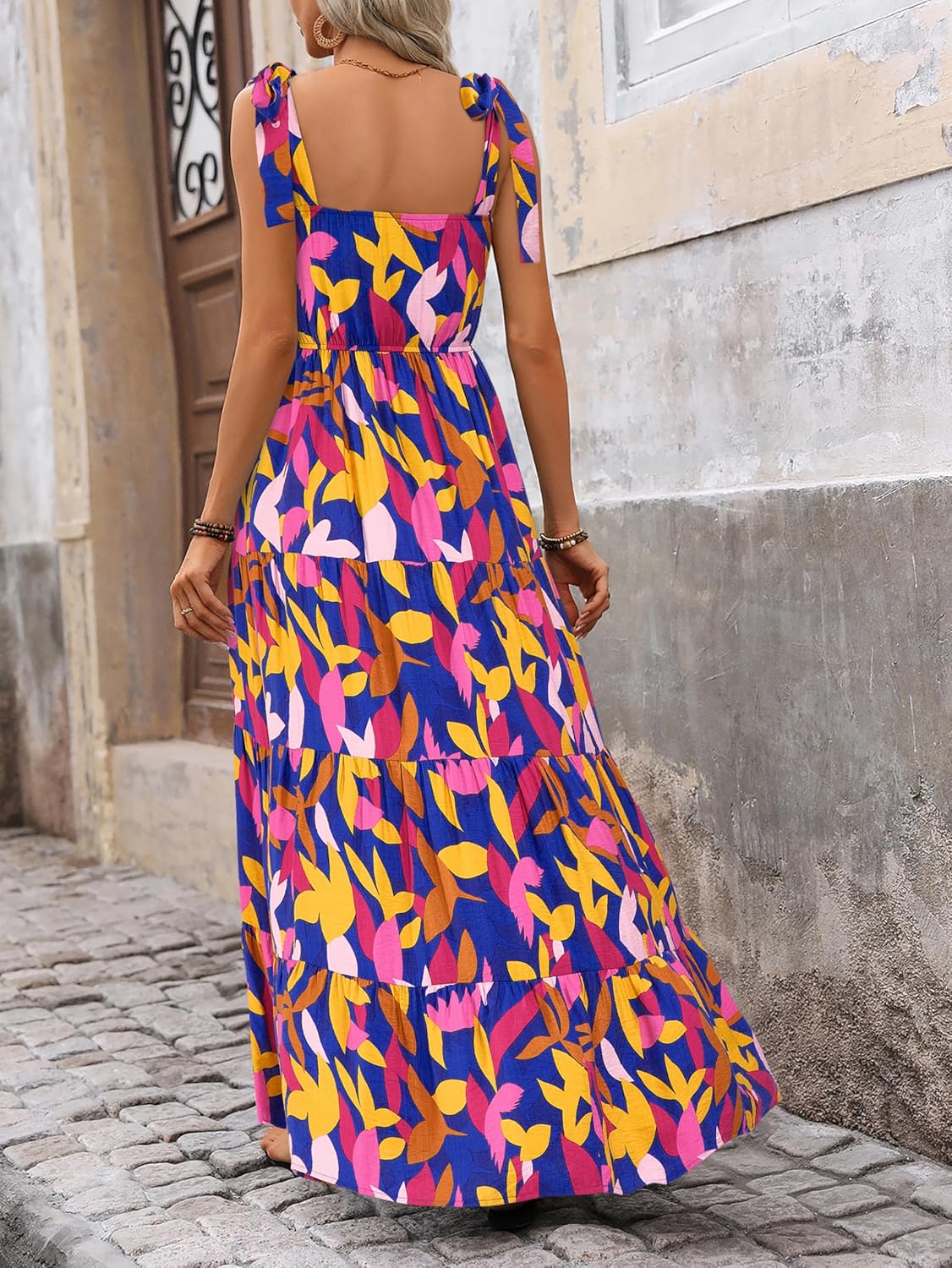 PRETTYGARDEN Women Dresses 2026 Summer Floral Sleeveless Maxi Dress Casual Spaghetti Strap Tiered Flowy Beach Long Dress - Image 7