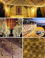 DIWUJI 204 LED Hálós Fényfüzér 3m x 2m Meleg Fehér Szolár USB Vízálló Karácsony 5